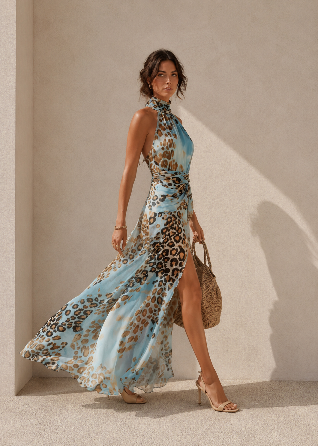DESIRÉ - VESTIDO GLAMUROSO CON ESTAMPADO DE LEOPARDO