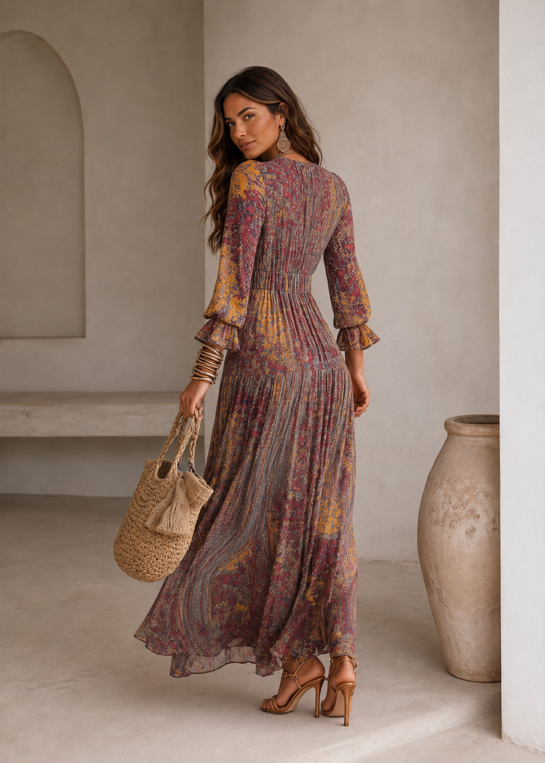 VESTIDO CON ESTAMPADO DE PAISLEY - EDICIÓN LUNEA SUN