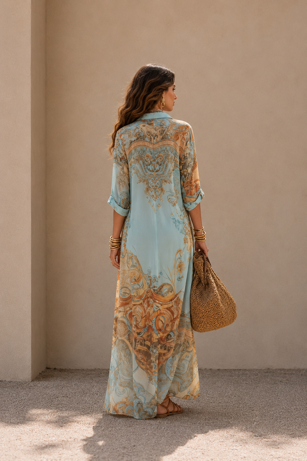 VESTIDO CON ESTAMPADO GRIEGO - EDICIÓN LUNEA SUN