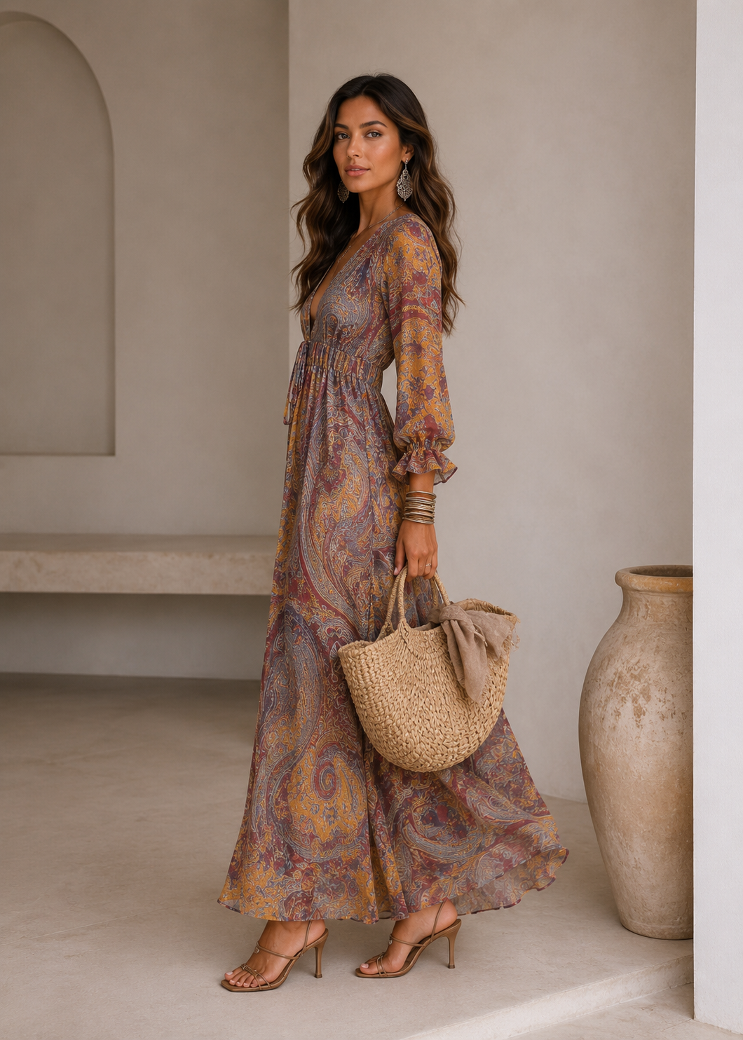VESTIDO CON ESTAMPADO DE PAISLEY - EDICIÓN LUNEA SUN
