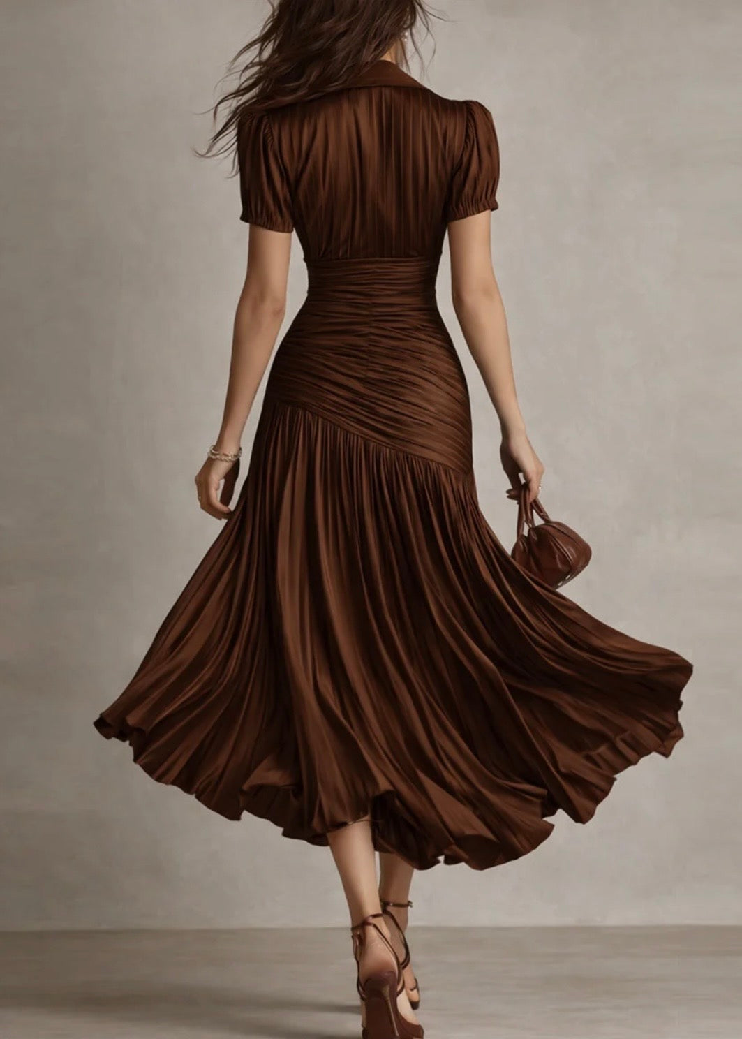 ADRIANA | VESTIDO MIDI RETRO DE SATÉN A RAYAS