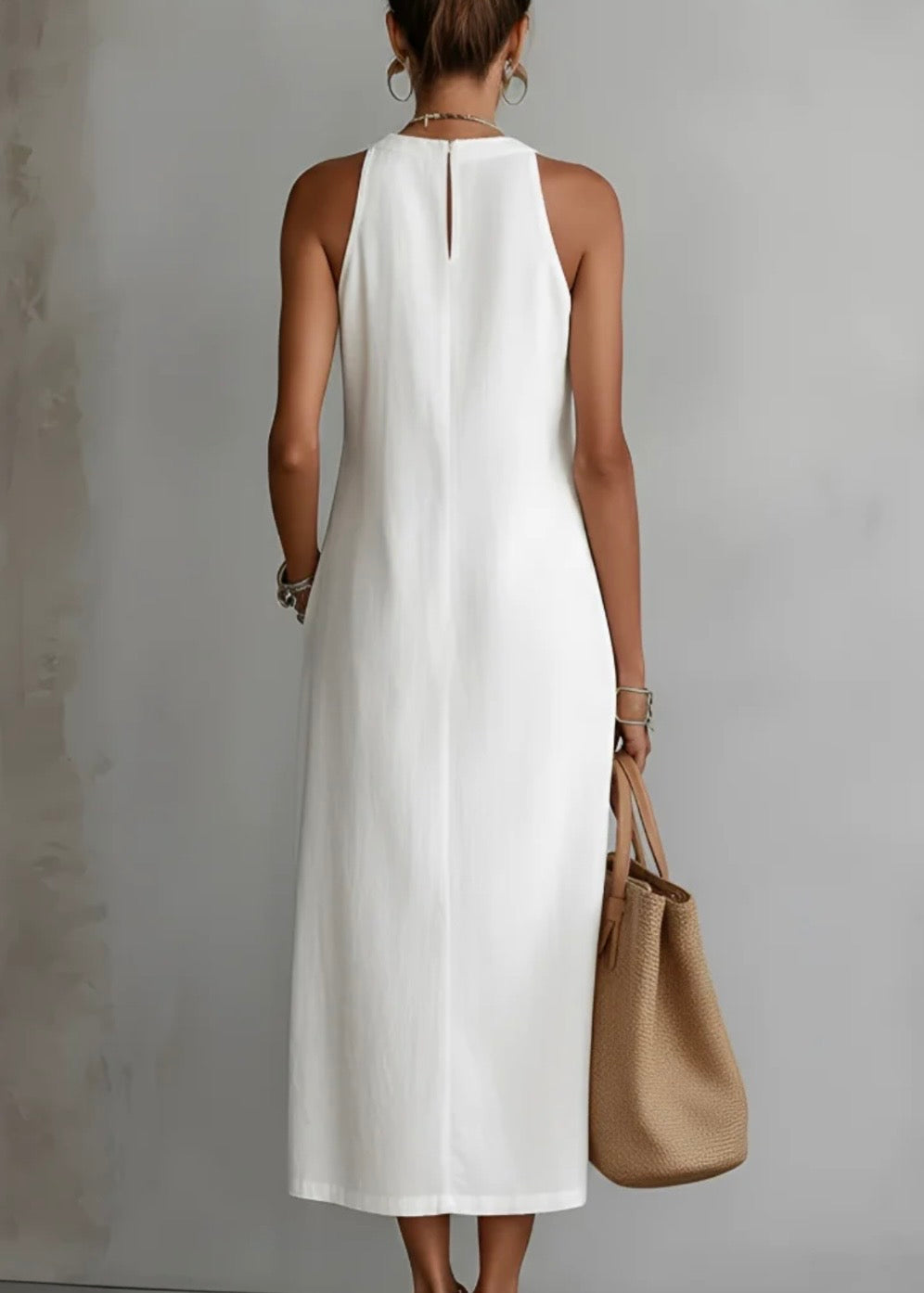JIMENA | VESTIDO INFORMAL CON BORDAOS Y CUELLO MAO