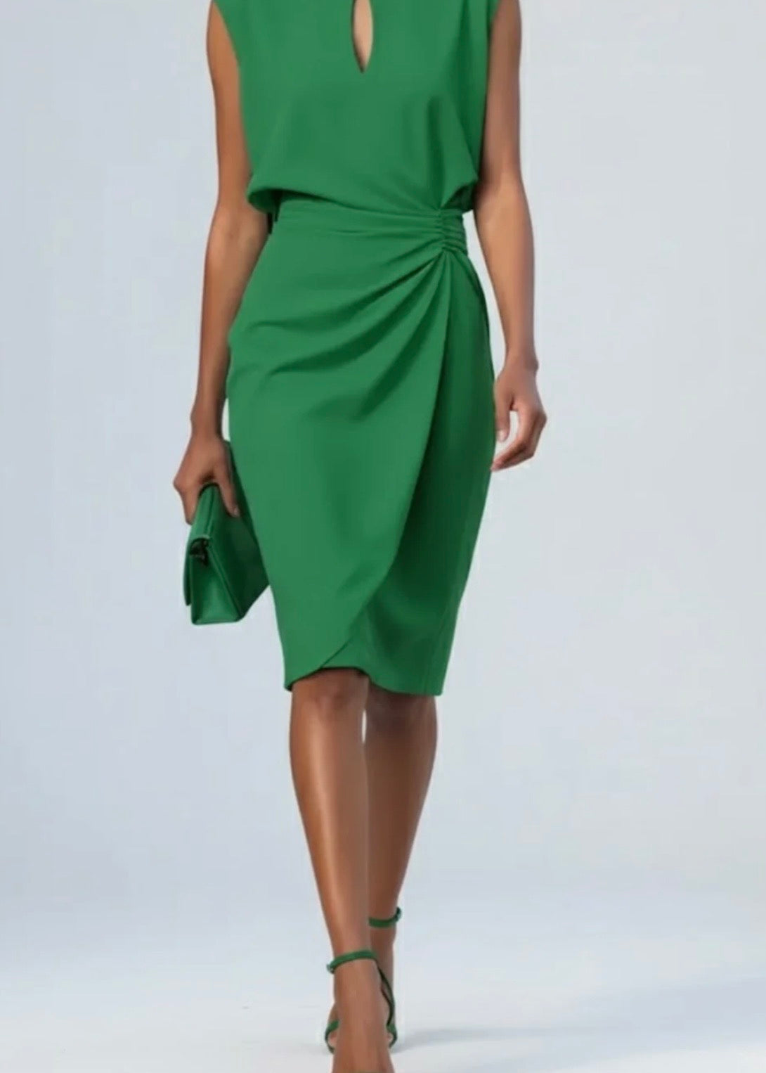 ELOISE | VESTIDO MIDI DRAPEADO AZUL CELESTE