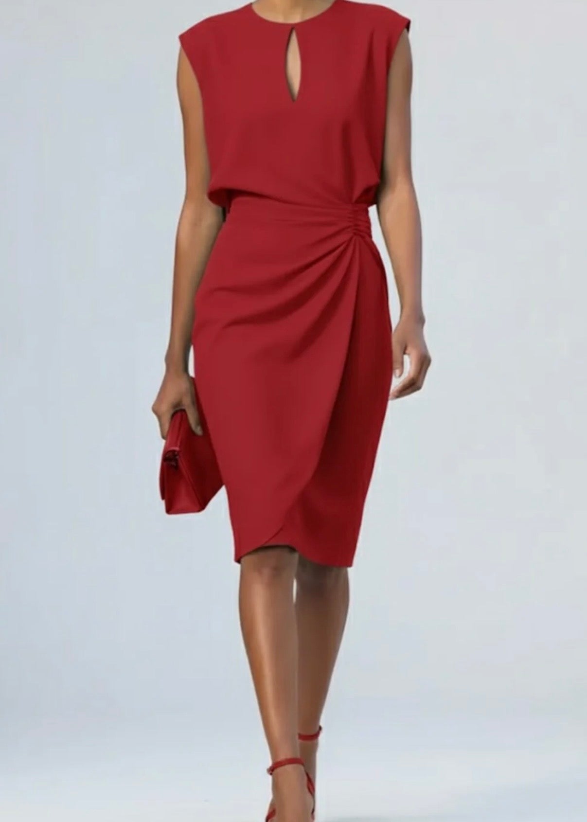 ELOISE | VESTIDO MIDI DRAPEADO AZUL CELESTE