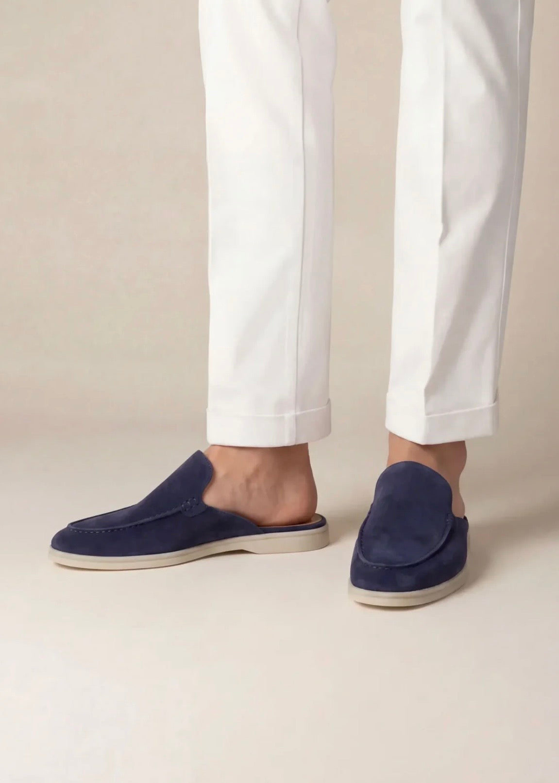 Navy Suède Mocasines - Lunea