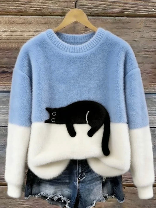 Elegante jersey con estampado de gato - Edición Lunea Sun