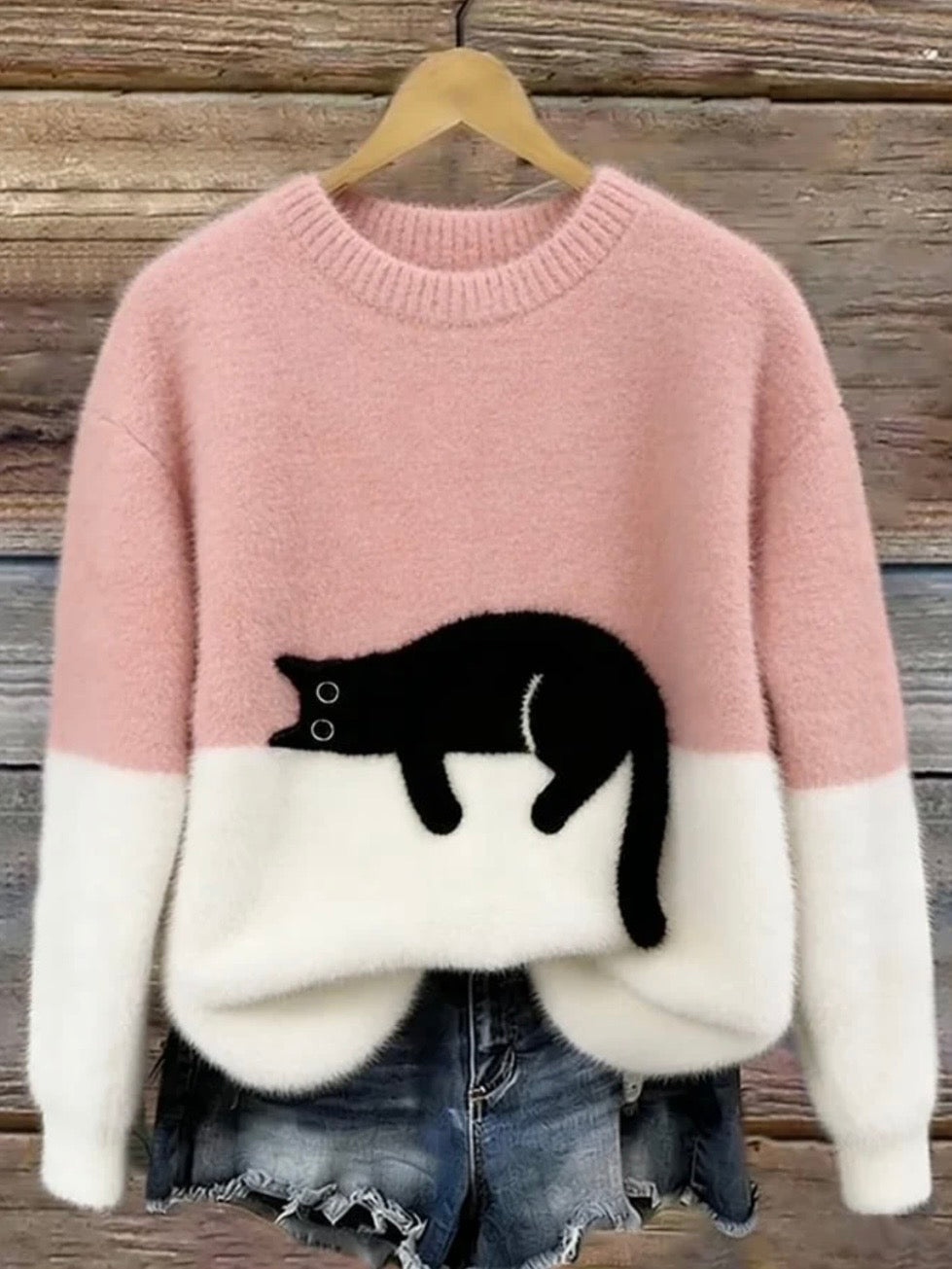 Elegante jersey con estampado de gato - Edición Lunea Sun
