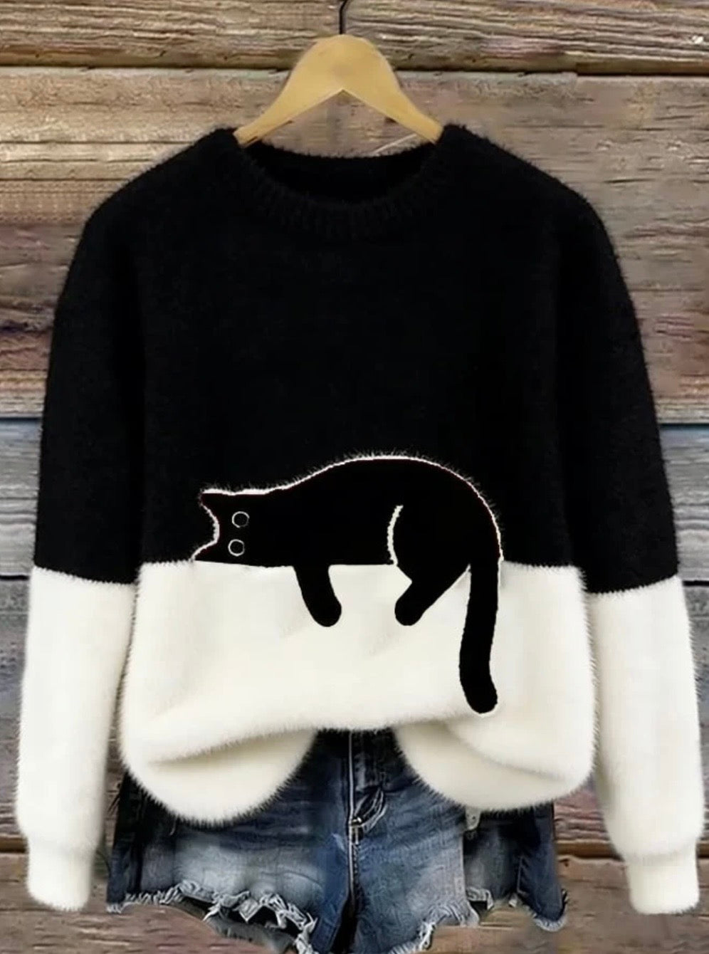 Elegante jersey con estampado de gato - Edición Lunea Sun