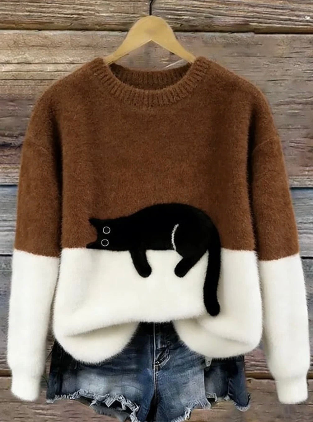 Elegante jersey con estampado de gato - Edición Lunea Sun