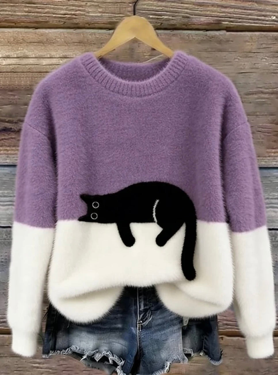 Elegante jersey con estampado de gato - Edición Lunea Sun