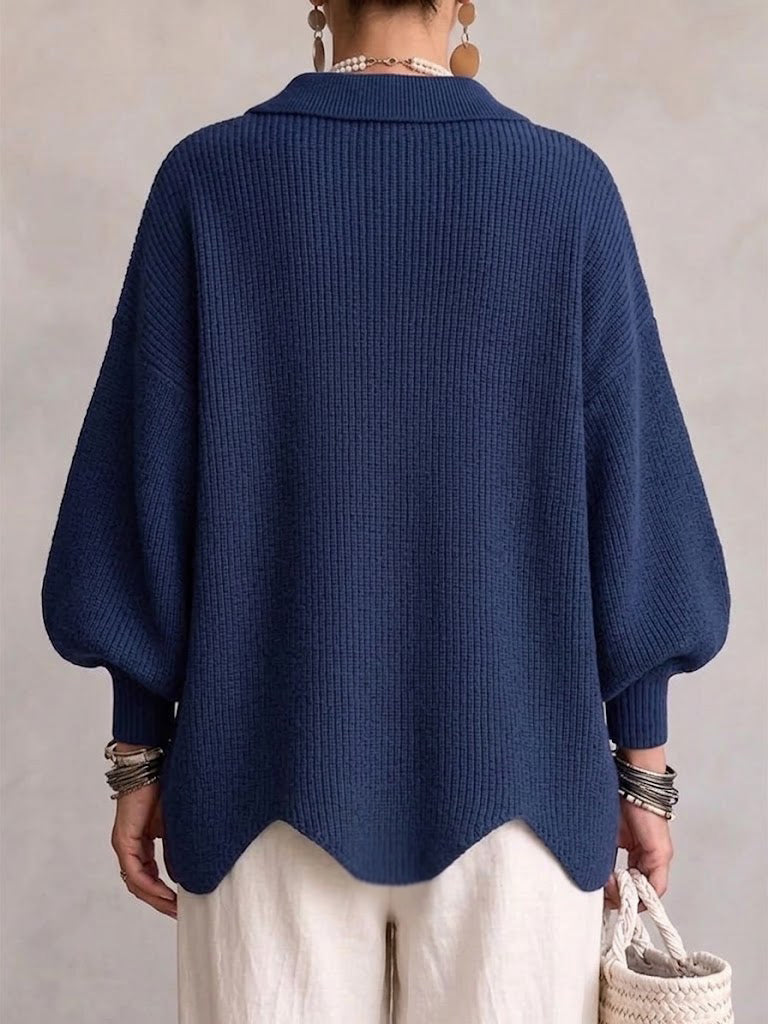 ISIDORA | CÁRDIGAN OVERSIZE CON CUELLO ABOTONADO Y BOTONES METÁLICOS