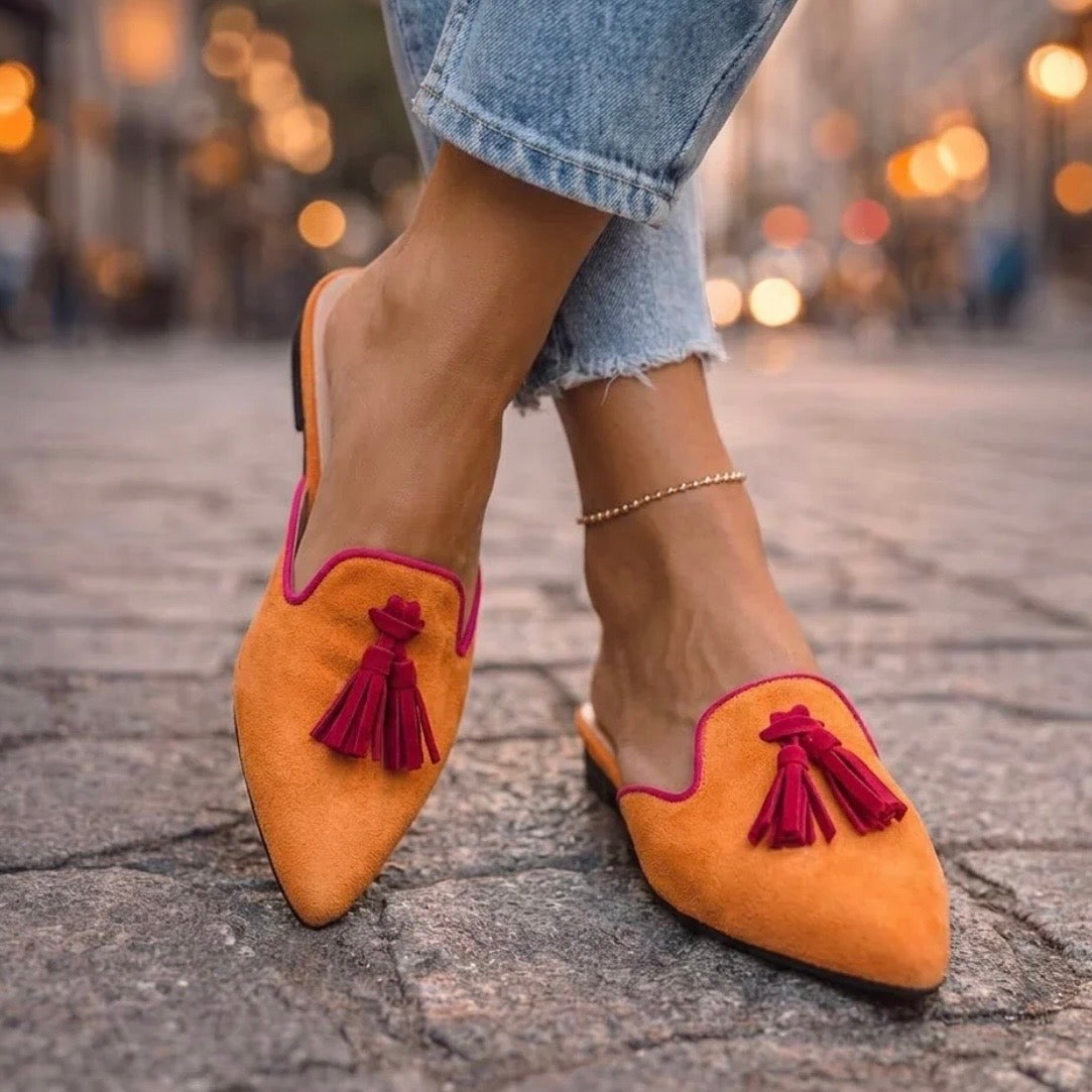 SERAFINA MULES DE PUNTA CON BORLAS