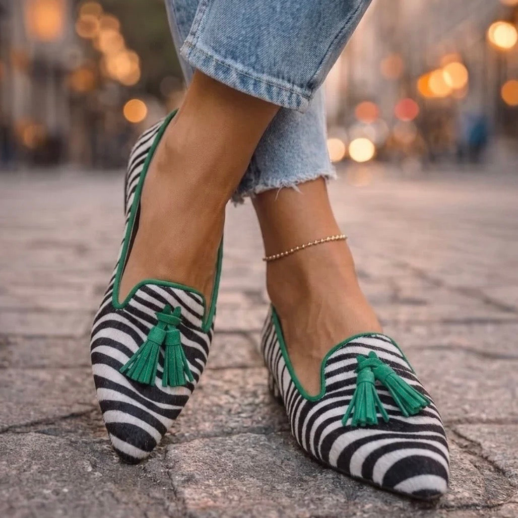 DALIA MOCASINES CON BORLAS Y ESTAMPADO ANIMAL