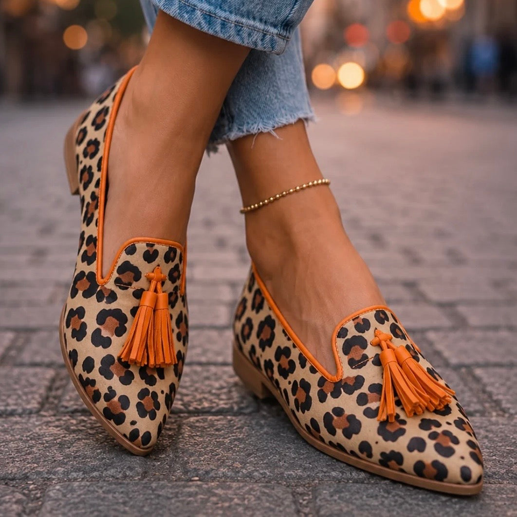 NERINA MOCASINES DE LEOPARDO CON BORLAS