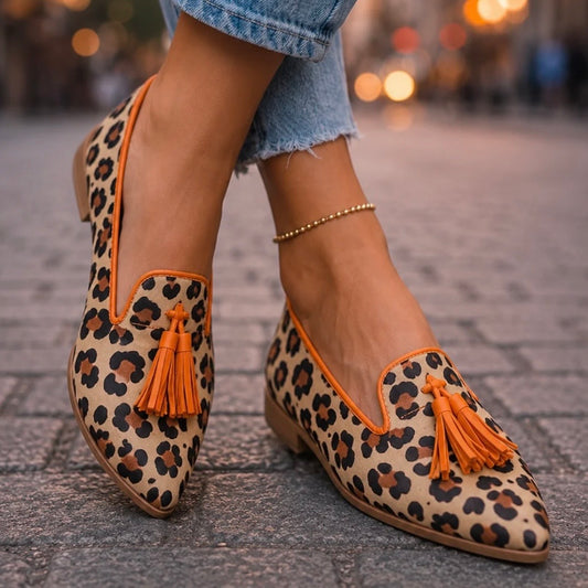 NERINA MOCASINES DE LEOPARDO CON BORLAS