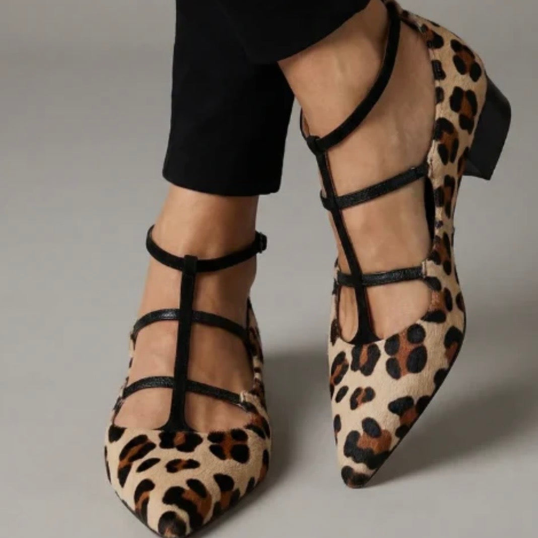BRIDGET ZAPATOS DE TACÓN CON CORREA DE LEOPARDO